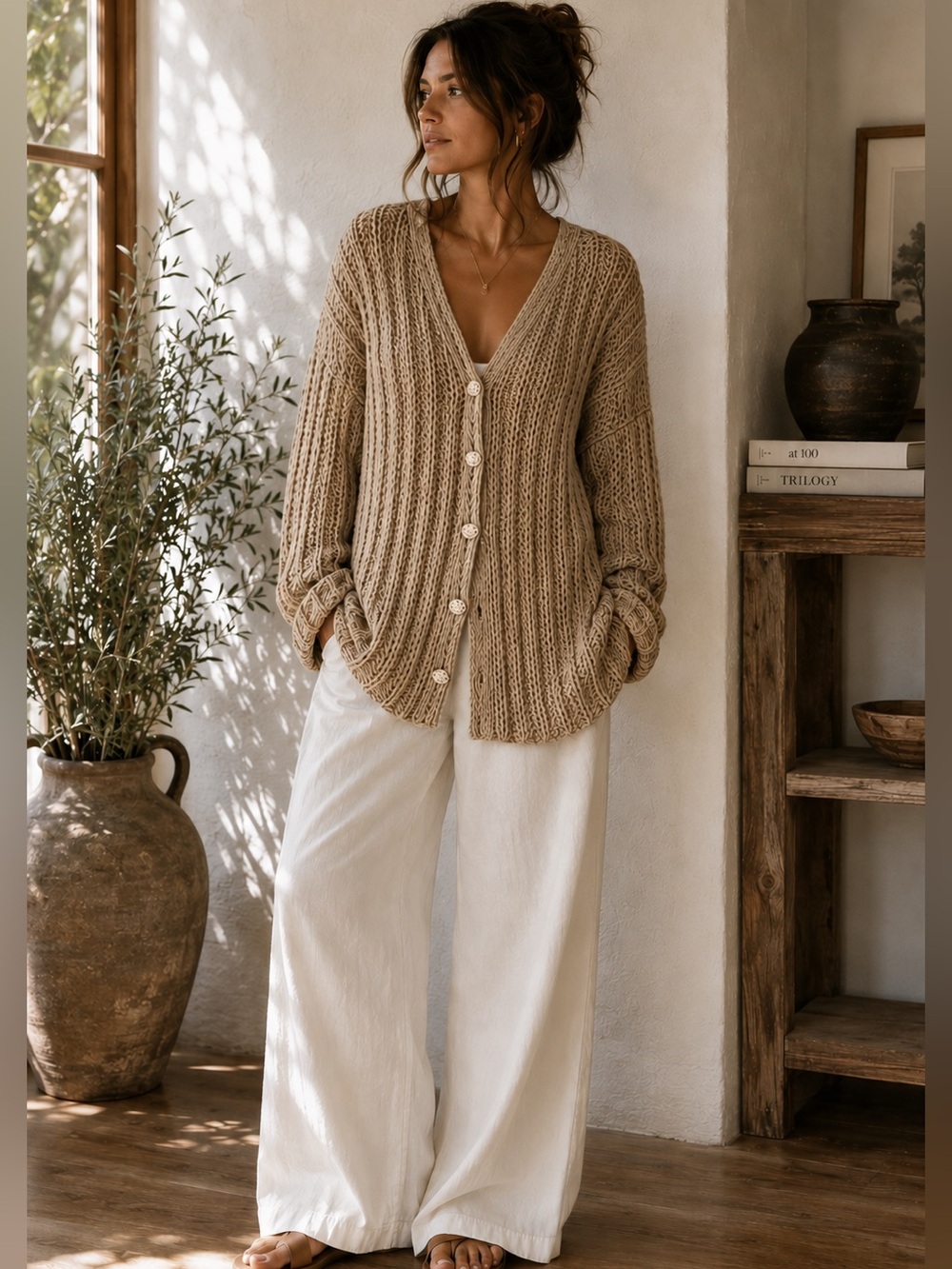 Vintage RICO 100% Cotton Chunky Open Knit Cardigan | Made in Thailand